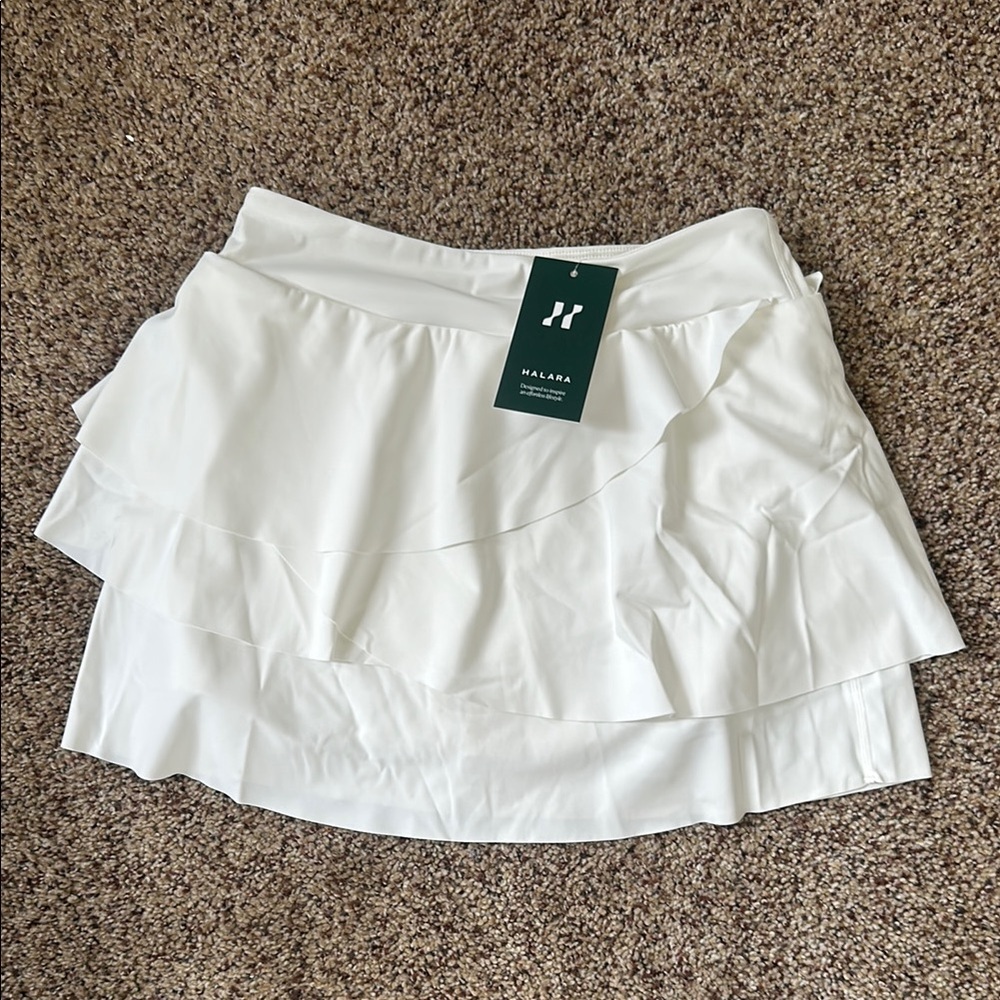 Halara White Ruffle Skort